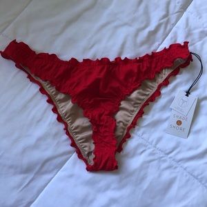 Red Ruffle Bikini Bottoms Never Been Worn Still Has Tag